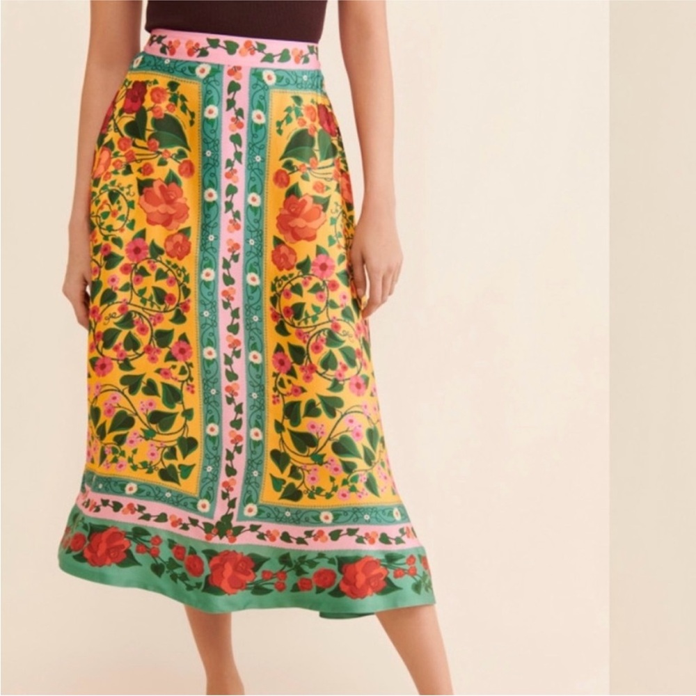 FARM Rio Floral Midi Skirt -  L - Picture 4 of 10